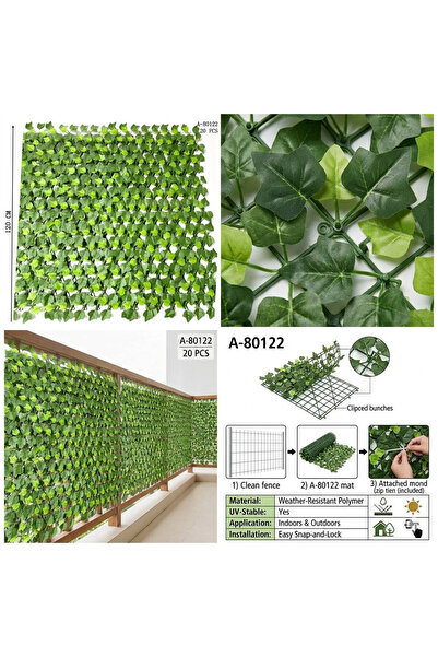 OEM Gard Decorativ cu Frunze tip Iederă Artificială, 250 cm, Textil + PVC