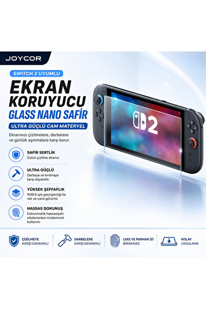 JOYCOR Switch 2 Uyumlu Ekran Koruyucu 9H Temperli Cam - Glass Darbeye ve Çizi...