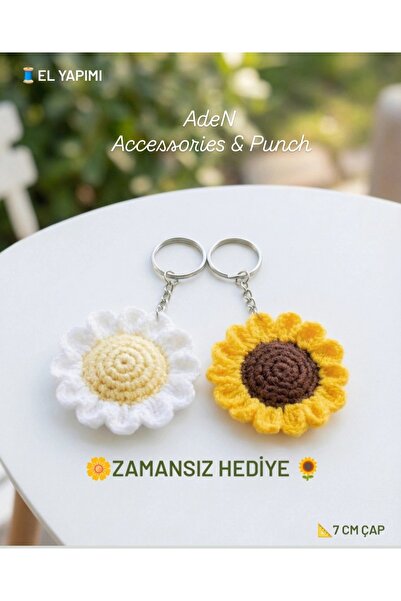 ADeN Accessories & Punch Ayçiçeği & Papatya Amigurumi Anahtarlık Seti | El Ya...
