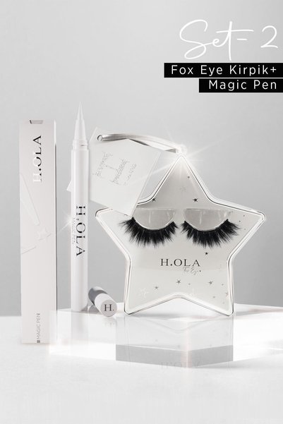 Hola Cosmetic Şeffaf Eyeliner (magic Pen) + Fox Eye Kirpik (yoğun Model)