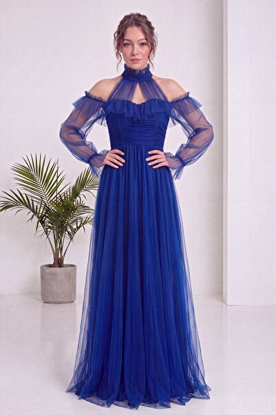 zks grup tekstil Βραδινό φόρεμα Saks Tulle Draped Plus Size