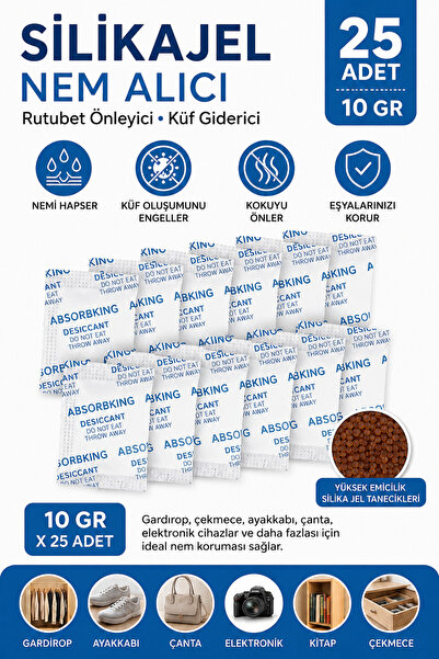 Hobialem 25 Adet - Silikajel, 10 gr,  Nem Alıcı Silika Jel Rutubet Önleyici K...