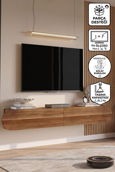 Yurupa Lumos 180 cm Oval Kapaklı Tv Ünitesi Modern Duvara Monte Tv Sehpası Ce...