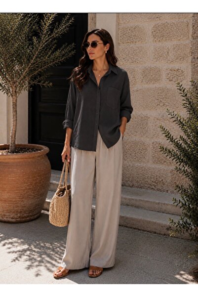 Serpirella Butik Oversize Off-Shoulder Shirt