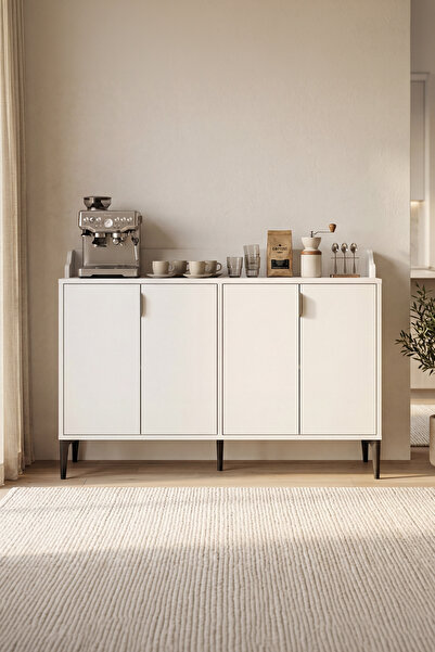 SARMOBİ Harmony Maxi 4 Kapaklı Kahve Köşesi, Stüdyo Mutfak 128x91x44 cm Beyaz...