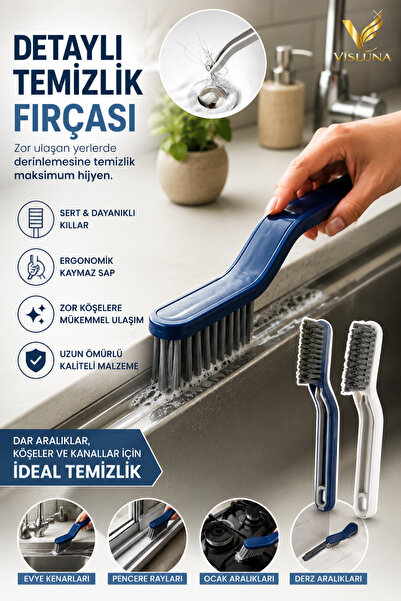 VİSLUNA (1 Piece) Narrow Space Brush with Tweezers for Cleaning Joints, Floor...