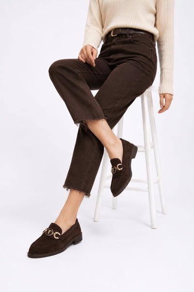 POTEEN Ceku Γυναικεία Loafer Suede Παπούτσια P324-Πικρό Καφέ