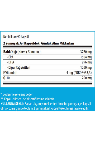 FTH Cardomega Balık Yağı Koenzim Q10 90 Yumuşak Kapsül - 3 Aylık Kullanım