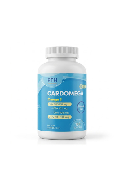 FTH زيت السمك Cardomega Q10 180 - كبسولة ناعمة، استخدام لمدة 6 أشهر
