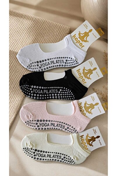 KAPAR ÇORAP Kaymaz Pilates Yoga Çorabı 4lü Set