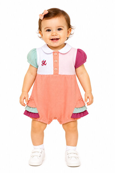 Chicsy Baby بذلة صيفية ملونة بياقة بولو للفتيات الصغيرات قطن بذلة قصيرة للأطف...