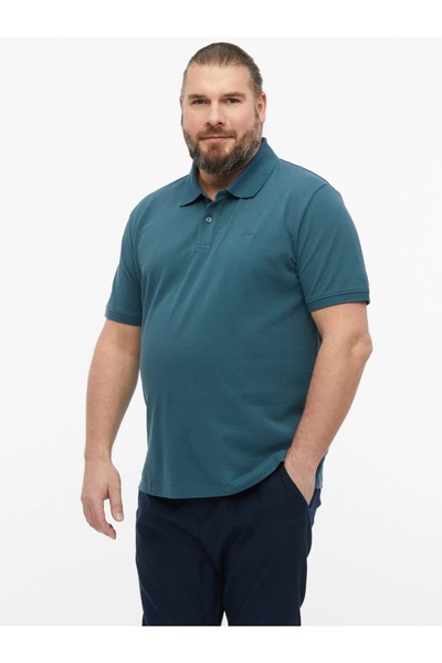s.Oliver Tricou polo pentru bărbați, mărimi mari, din bumbac piqué, verde închis