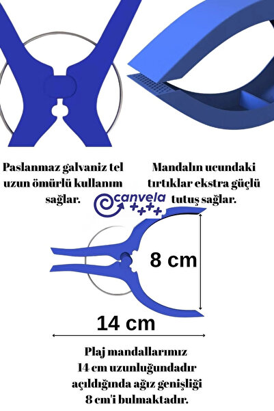 CANVELA 4 Adet XXL Büyük Boy Şezlong Plaj Havlu Mandalı Halı Asma Battaniye v...