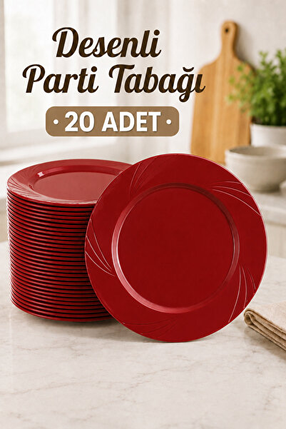 Ezupack 20'li Kırmızı Renk LÜX SERT PLASTİK Parti Doğum Günü Sunum Davet Nişa...