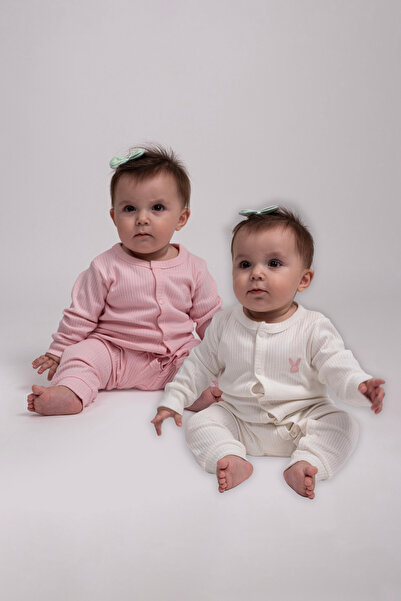 VAUVA 2'li Çıtçıtlı Tulum Pijama Uzun Kollu Mevsimlik Bebek Çocuk Nakışlı Tulum