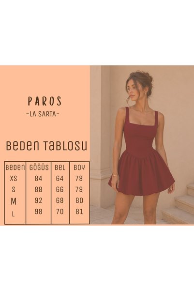 La Sarta Paros Balon Etekli Kısa Bordo Elbise