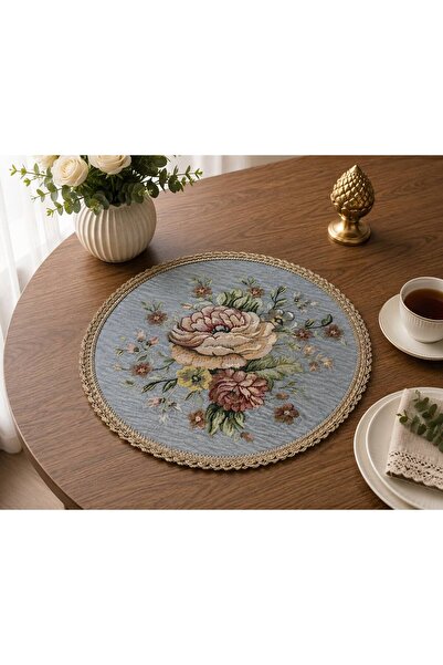 Yeshome Collection Vintage Bouquet Tapestry Fiskos Cover – 40 cm Round Decora...