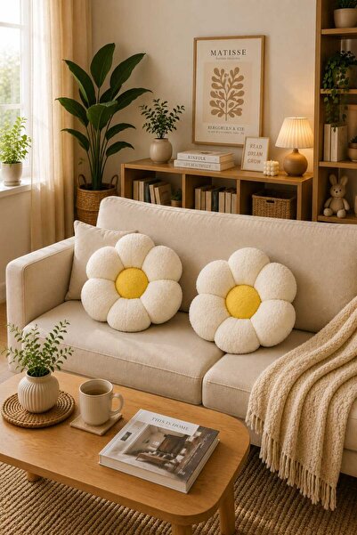CHIZGY Soft Plush 2-Piece Daisy Decorative Pillow, Antiallergic, Imported Fab...