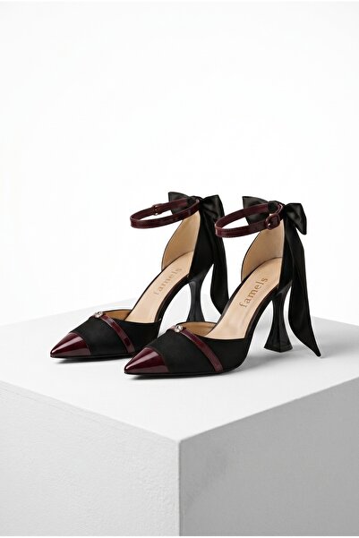 Famels Paris Esintisi Women's High Heel Shoes with Double Color Stones, Bow D...