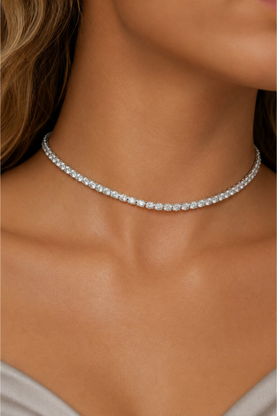 CAXBERN Kadın Zirkon Taş Su Yolu Choker Kolye