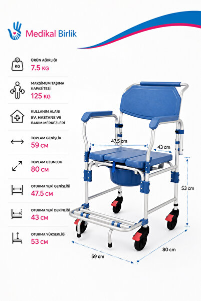 POYLİN P610 Alüminyum Banyo Tuvalet Sandalyesi | Hafif ve Dayanıklı Tasarım