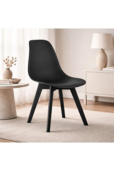 Leobert Scaun bucatarie/living, Artool, Kito, PP negru, picioare lemn negru, ...