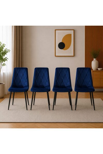 Artool Set 4 scaune bucatarie/living, Artool, Libra, catifea bleumarin, picio...