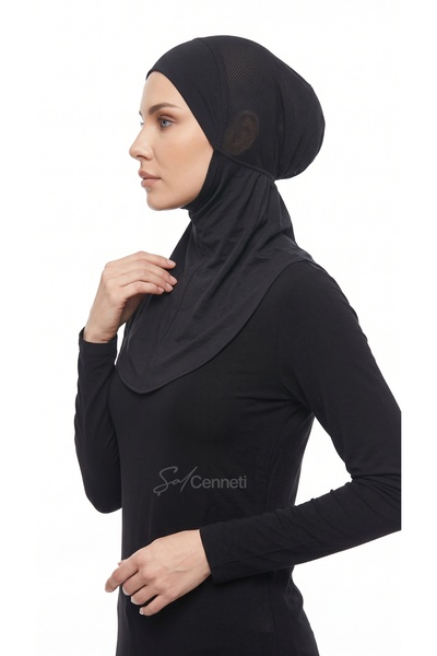Şalcenneti.com Breathable Mesh Ninja Cap-Under Shawl and Scarf Cap- Black Color