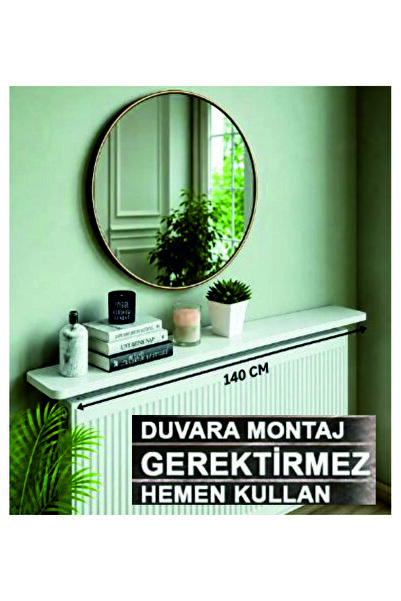 dedeler dekor 4 KÖŞE OVAL BEYAZ Petek Üstü Raf Duvara Montajsız Kalorifer Pet...
