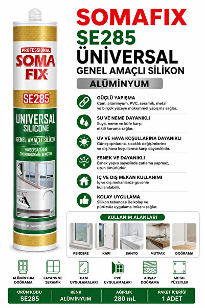 Genel Markalar Genel Amaçlı Silikon Alüminyum 280 GR SE285 1 Adet Gönderilir