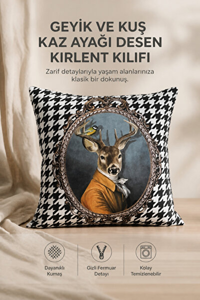 KIRLENT EV Deer And Bird Goose Feet Pattern Throw Pillow Cover