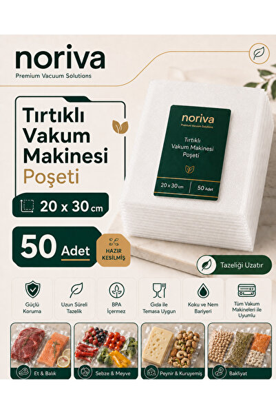 20x30 Ev Tipi Tırtıklı Vakum Makinesi Poşeti 50 Adet