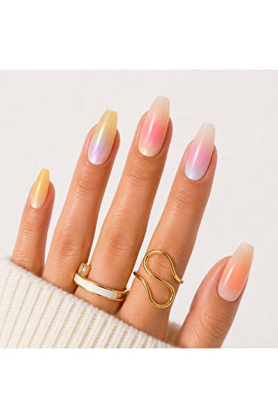 Takma Takma Takma Tırnak Nail Art Renkli XS Beden Orta Balerin 10'lu El Yapım...