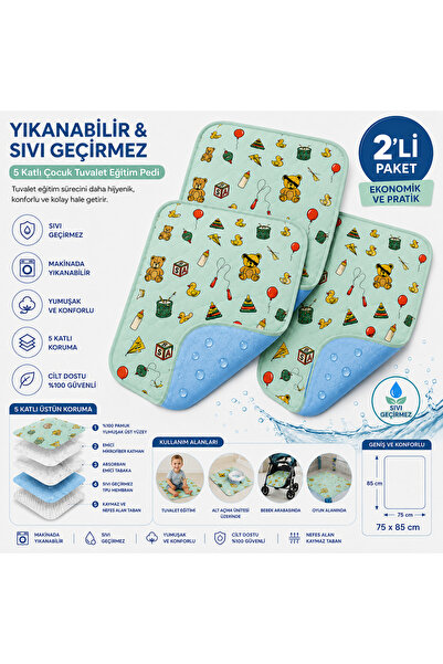 CDE Abso, Desenli, Yıkanabilir Ve Sıvı Geçirmez Çocuk Tuvalet Eğitim Pedi (75...