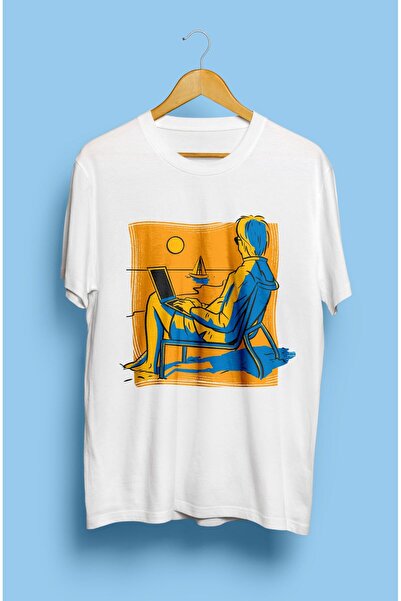 YQYQ Unisex Καλοκαιρινές διακοπές Beach Sunset με εμπριμέ μπλουζάκι με γυαλιά