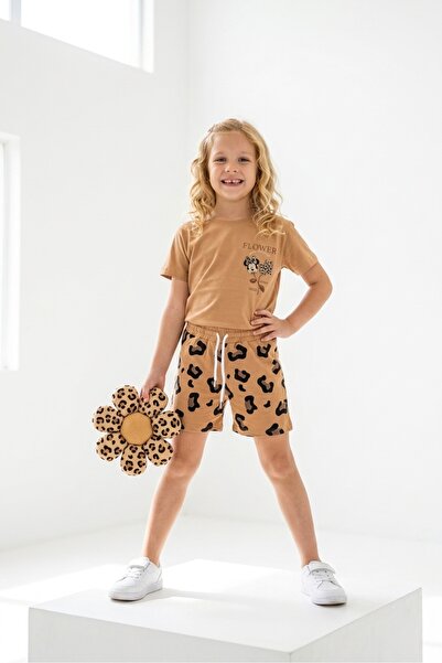NURTOPU Girl's Shorts Set, Top and Bottom Set. Summer Short-Sleeved Set. % Co...