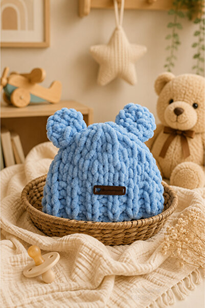EL YAPIMI Custom Baby Kulaklı Bebek Beresi Bej Unisex Yenidoğan Premium Tasar...