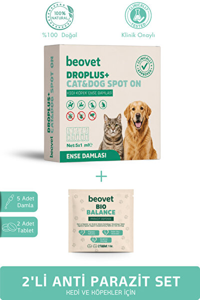 beovet 2'li Kedi Köpek İç Dış Anti Parazit Set, 5 Damla + 2 Tablet Bitkisel