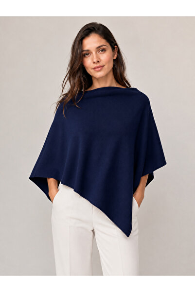 Sebir Moda Asymmetrical Cut Knitwear Acrylic Poncho