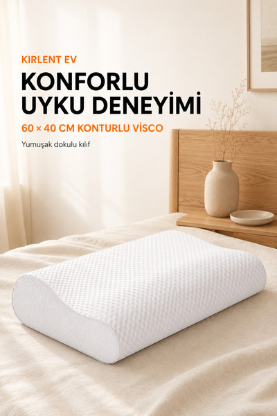 KIRLENT EV ORTOPEDİK YASTIK VİSKO 60x40cm BOYUN FITIĞI BOYUN DÜZLEŞMESİ BOYUN...