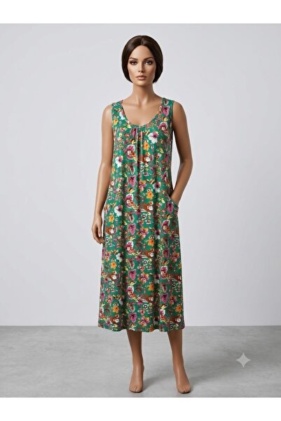 GOOD NİGHT Thick Straps, Thin Pockets, Plus Size Dress