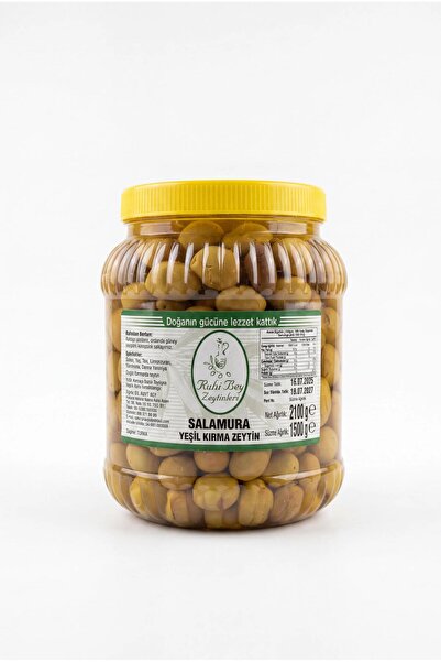RUHİ BEY ZEYTİNLERİ Domat Yeşil Kırma Zeytin 1,5 Kg
