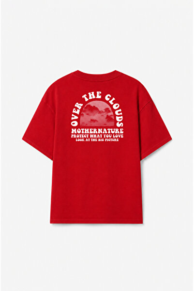 Eazy Co Eazy Red Cloud Unisex Extra Oversize εμπριμέ κοντομάνικο μπλουζάκι