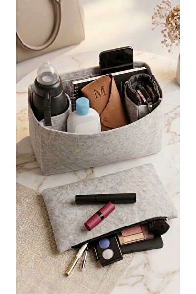 MARJİNAL W CLUB Long..... Large Yandan Clutch Cantali Organizer Açık Gri Renk