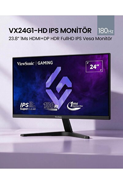 ViewSonic VX24G1-HD 23.8" 180Hz 1Ms HDMI+DP HDR FullHD IPS Vesa Monitör