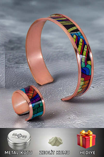 OSMANLI GÜMÜŞ Women's Copper Bracelet Ring Set - Nadia Model Special Edition ...