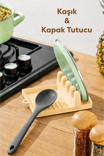 Tidy Home Smart Tezgah Üstü Kaşıklık Kapak Tutucu Ve Tencere Kapağı Standı Ke...