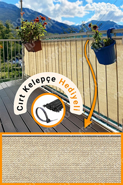 Morilu %95lik KREM Balkon PERDESİ - OVERLOKLU - Balkon Demiri Örtüsü - Balkon...