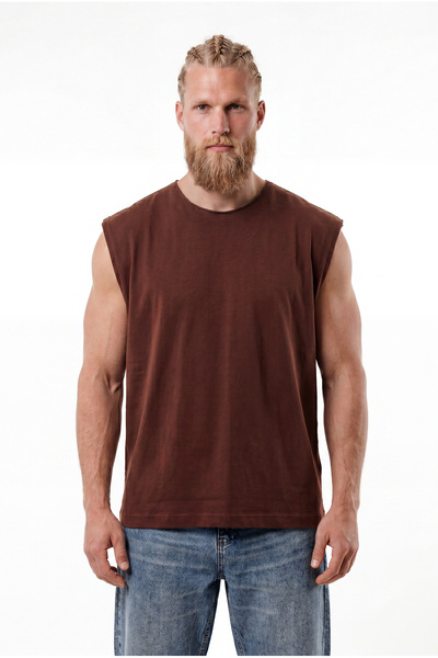 Machinist Men's Oversize Crew Neck Basic Undershirt Chocolate