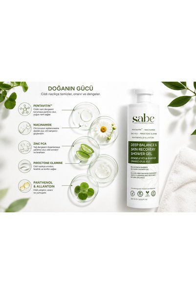 sabe Shower Gel Sulfate-Free Balancing and Barrier Repairing 400 ml |   Deep Balance & Skin Recovery Shower Gel